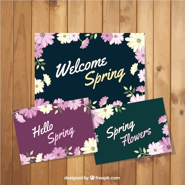 Hand drawn flowers spring card
collection