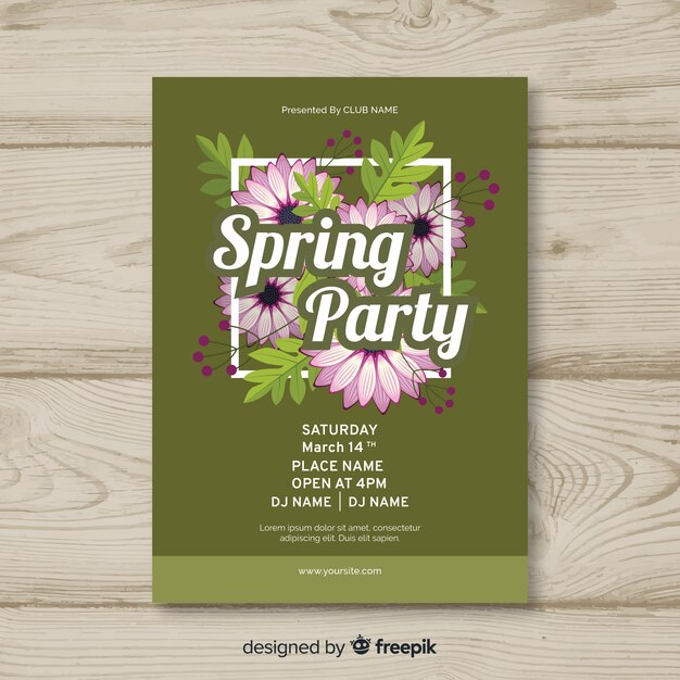 Free Vector | Hand drawn flowers spring party poster