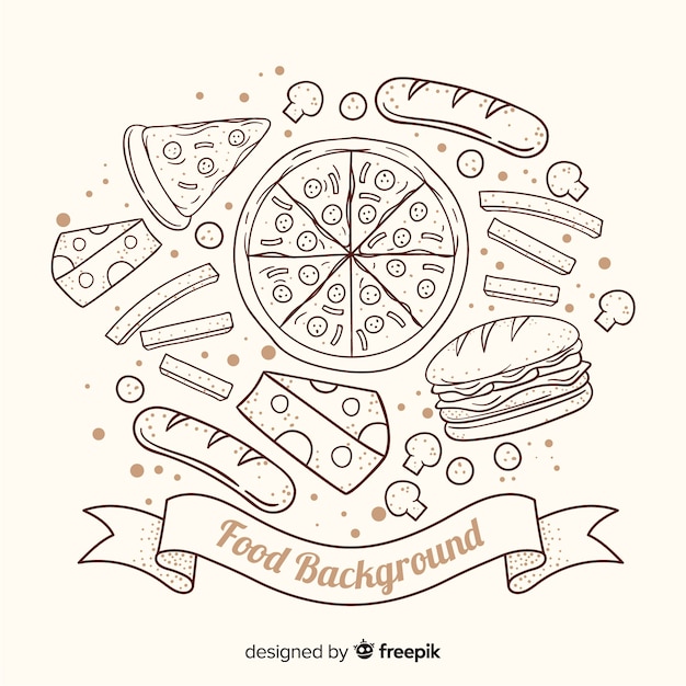Hand drawn food background | Free Vector
