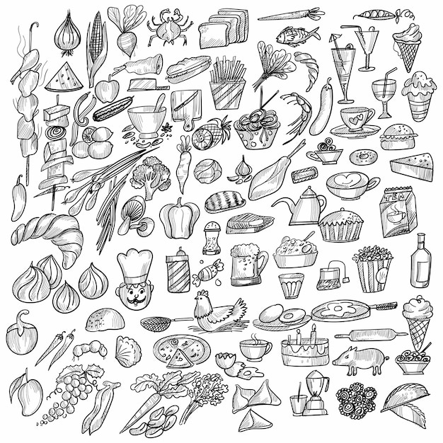 Free Vector | Hand drawn food elements sketch design