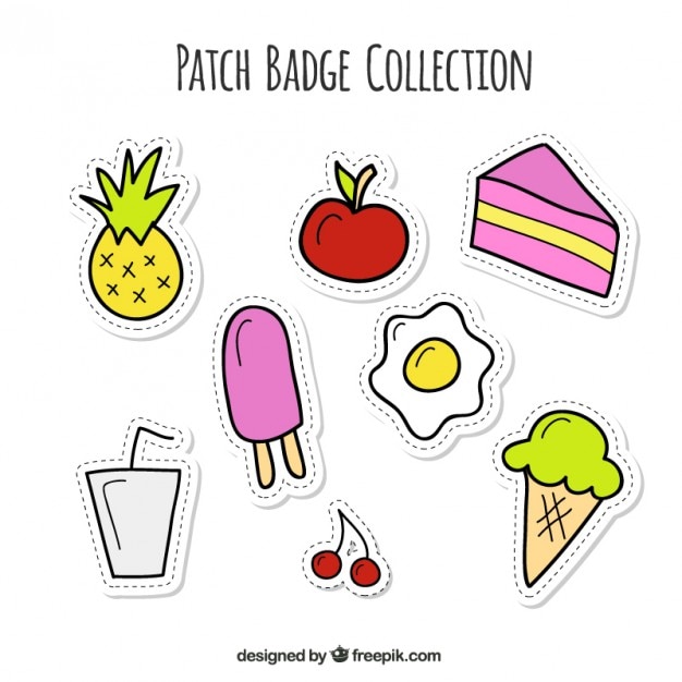 Hand drawn food patches set