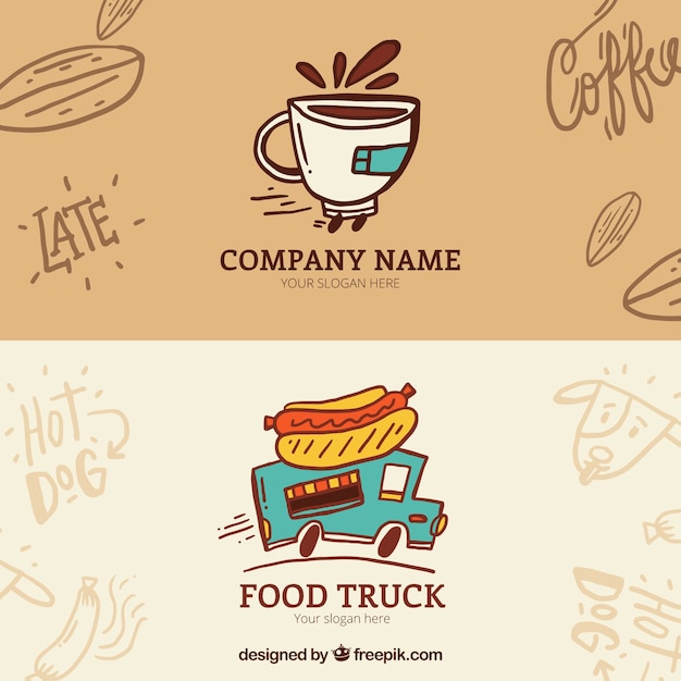 Hand drawn food truck and coffee banners