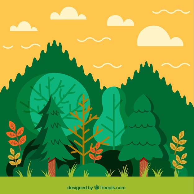 Free Vector | Hand drawn forest background