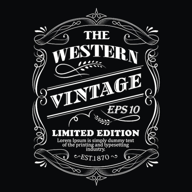 Download Premium Vector | Hand drawn frame western label blackboard antique typography border vintage ...