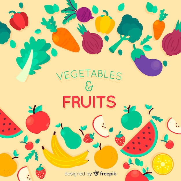 Free Vector Hand Drawn Fresh Fruit And Vegetable Background Free Vector Hand Drawn Fresh Fruit And Vegetable Background