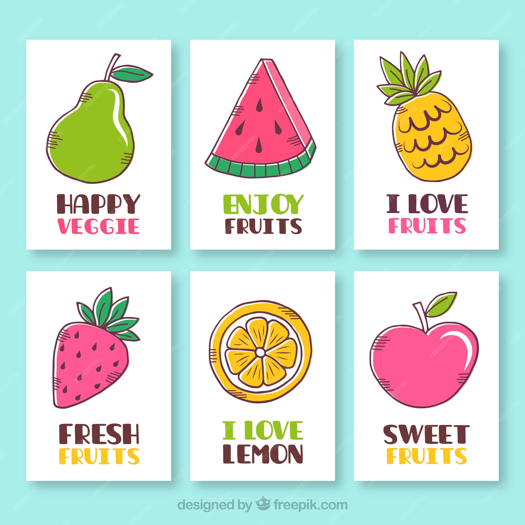 Free Vector | Hand drawn fruit card collection