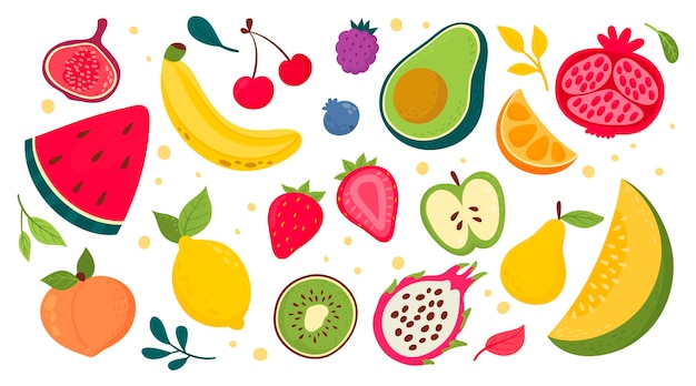 Hand drawn fruit collection Free Vector