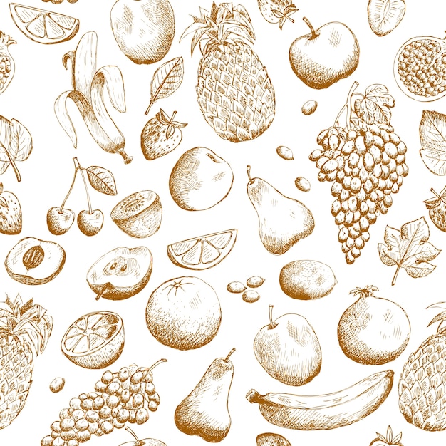 Free Vector Hand drawn fruits seamless pattern