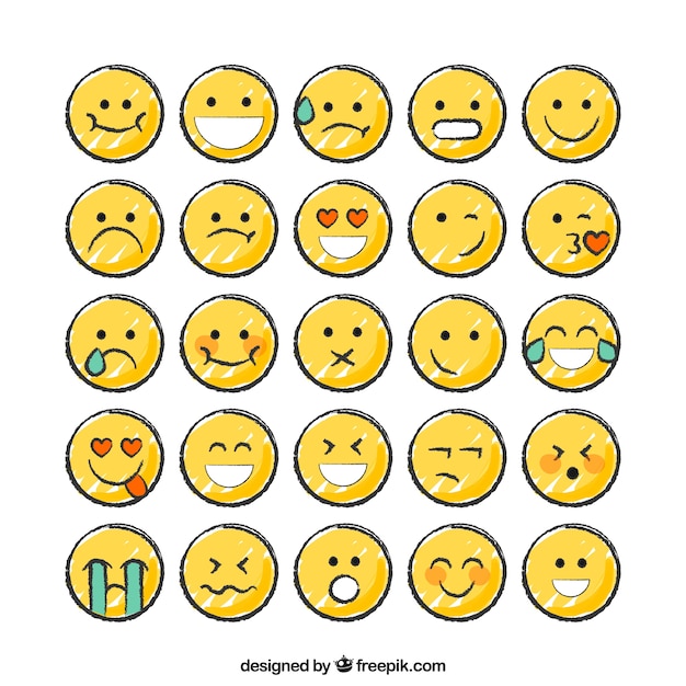 Hand drawn funny smiley collection