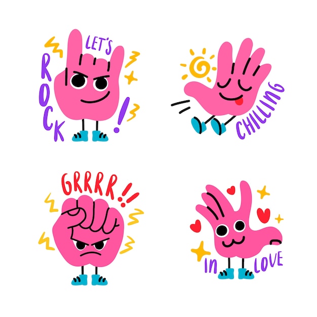 Free Vector | Hand drawn funny sticker pack