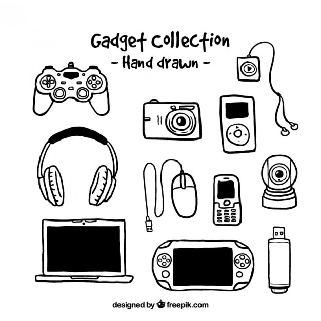 Hand drawn gadget collection Vector Free Download