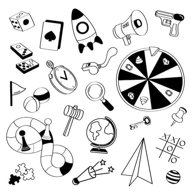 Premium Vector | Hand drawn games doodles set