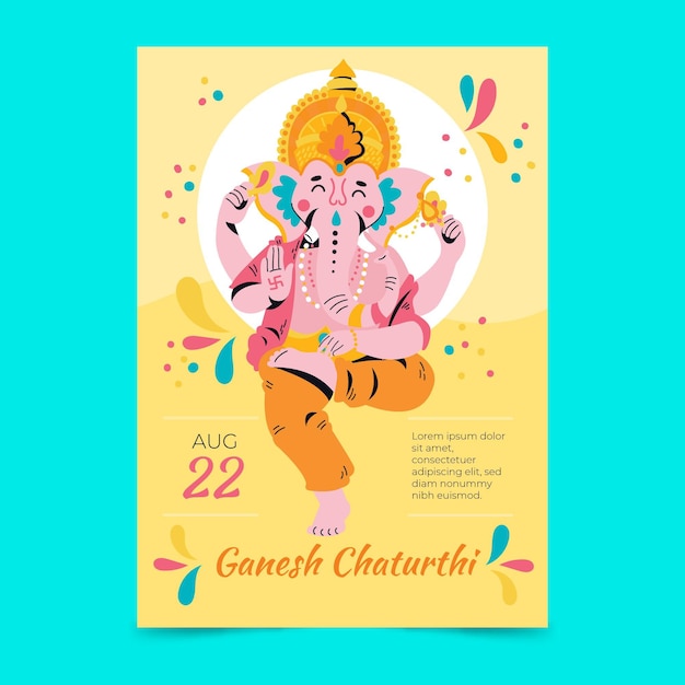 Hand drawn ganesh chaturthi poster | Free Vector