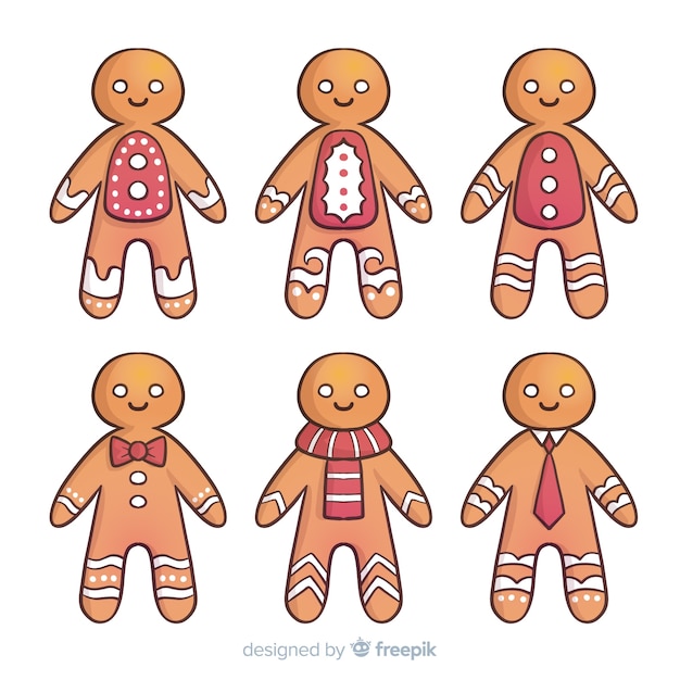 Free Vector | Hand drawn gingerbread cookies pack