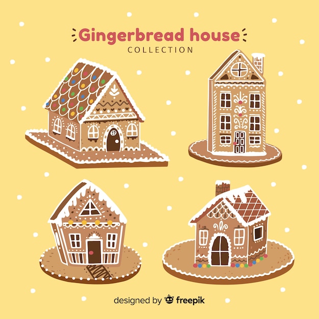 Free Vector | Hand drawn gingerbread house collection