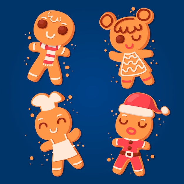 Free Vector Hand drawn gingerbread man cookie collection