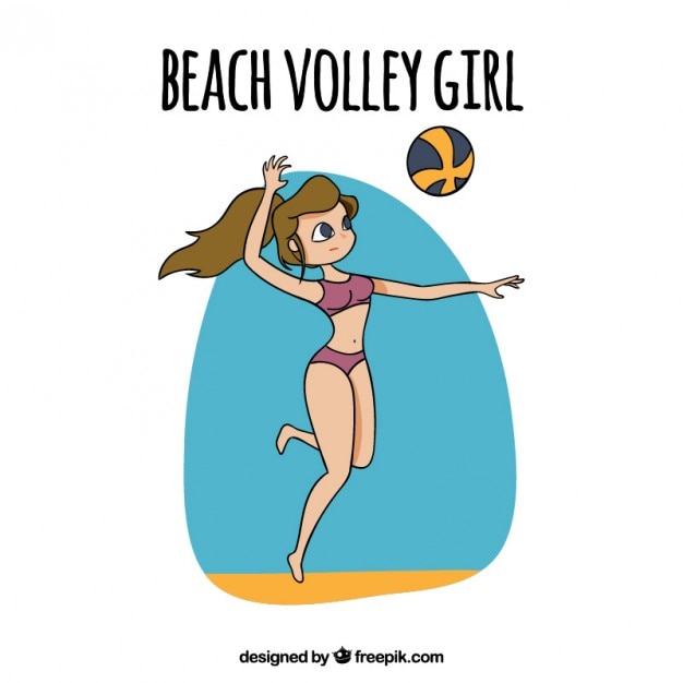 Hand drawn girl playing volleyball