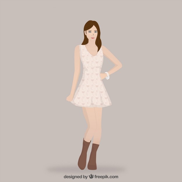 Free Vector | Hand drawn girl with a cute dress