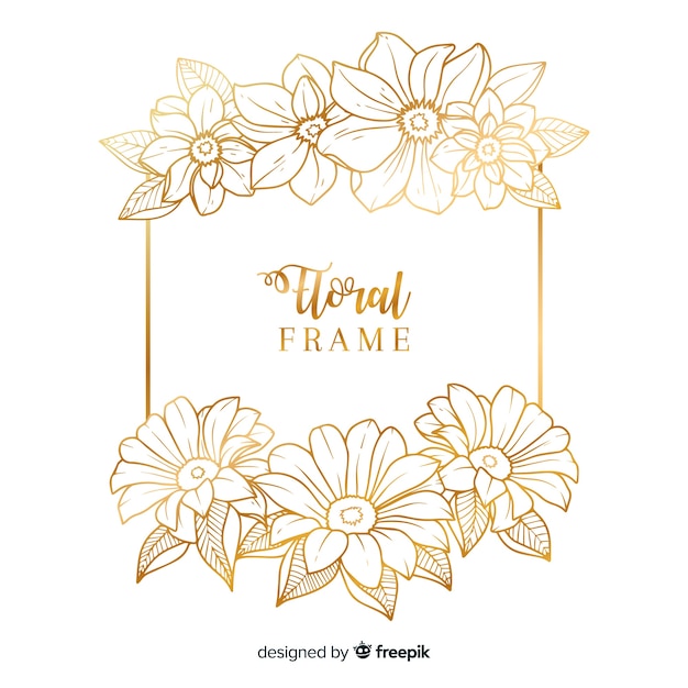 Free Vector Hand Drawn Golden Floral Frame Background