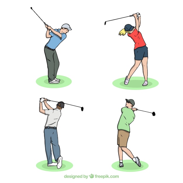 Hand drawn golf swing collection