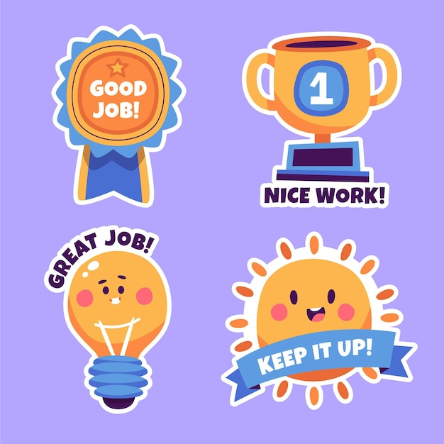 Premium Vector Hand Drawn Good Job And Great Job Sticker Pack