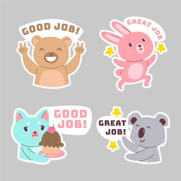 Download Free Vector | Hand drawn good job stickers pack