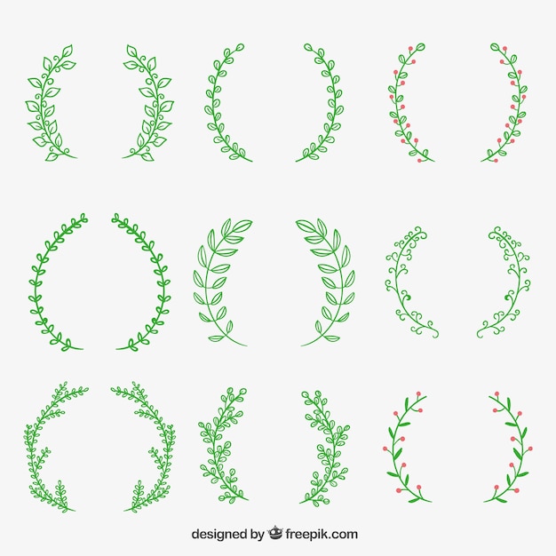 Download Free Vector | Hand drawn green wreaths