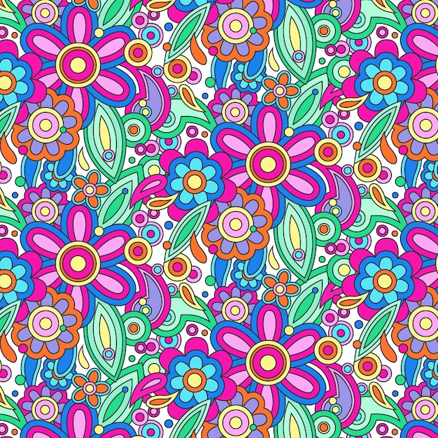Free Vector Hand Drawn Groovy Floral Pattern