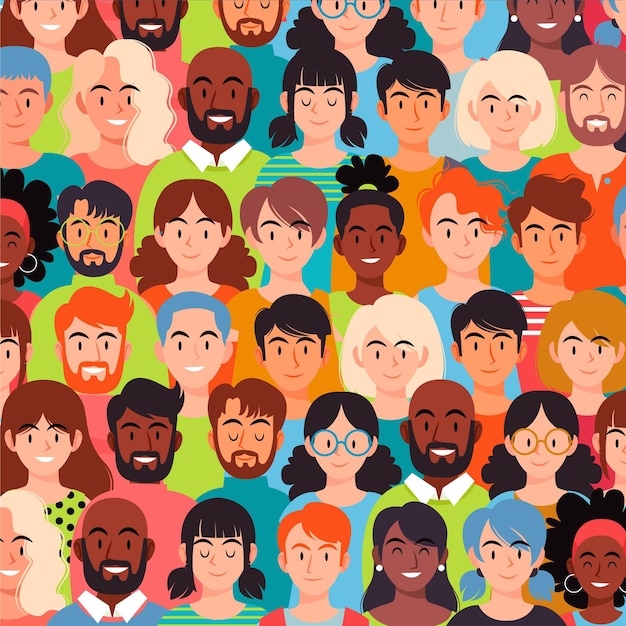 Premium Vector | Hand drawn group of people wallpaper