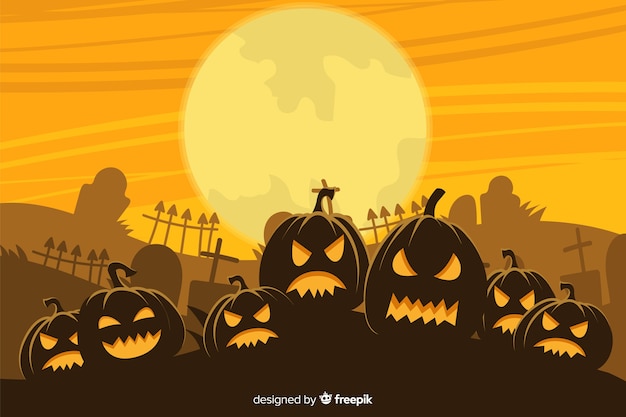 Hand drawn halloween background with army of pumpkins Vector | Free ...