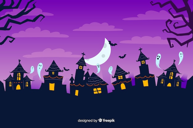 Download Free Hand Drawn Halloween Background With Haunted Houses Free Vector Use our free logo maker to create a logo and build your brand. Put your logo on business cards, promotional products, or your website for brand visibility.