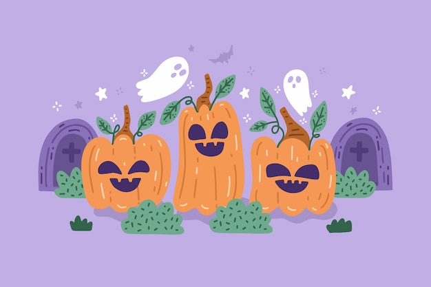 Premium Vector | Hand drawn halloween background