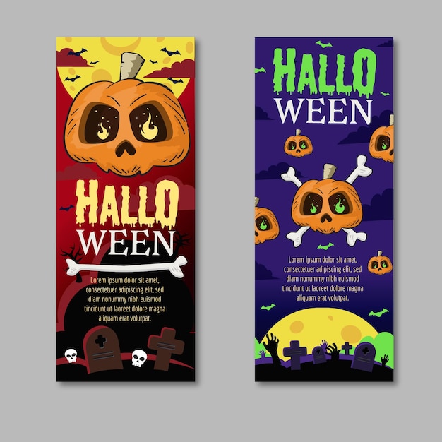 Free Vector | Hand drawn halloween banners