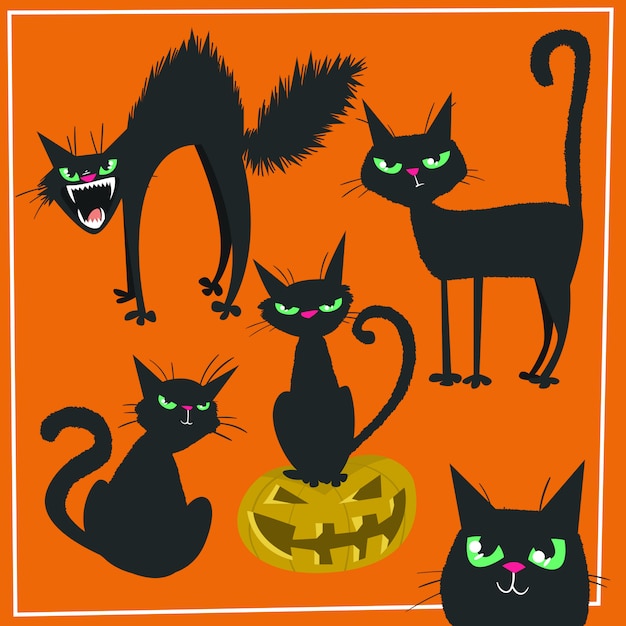 Premium Vector | Hand drawn halloween black cat