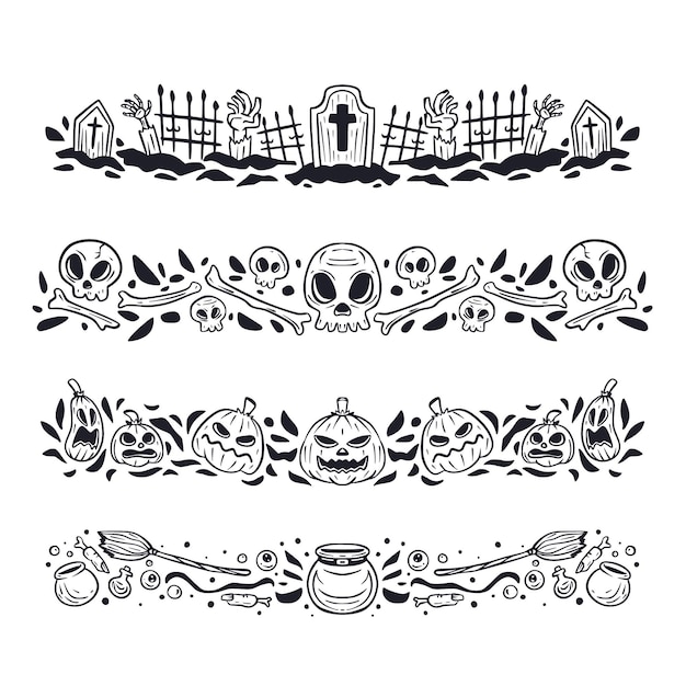 Download Free Vector | Hand drawn halloween border collection