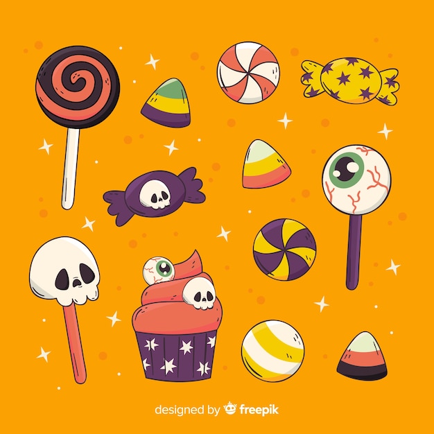 Free Vector | Hand drawn halloween candy collection