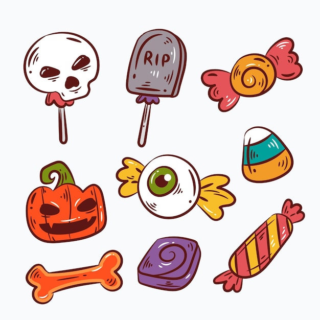 Free Vector Hand Drawn Halloween Candy Collection   Hand Drawn Halloween Candy Collection 23 2148653577 