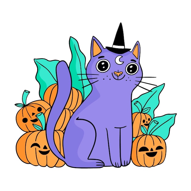 halloween cat drawing