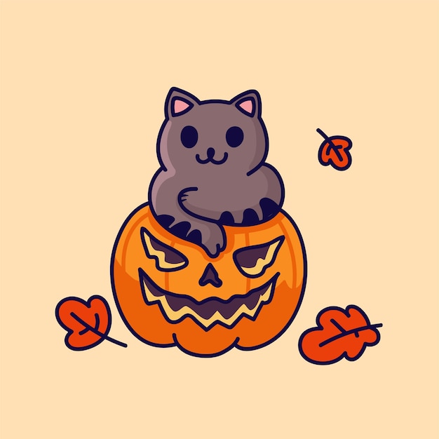 Premium Vector | Hand drawn halloween cat