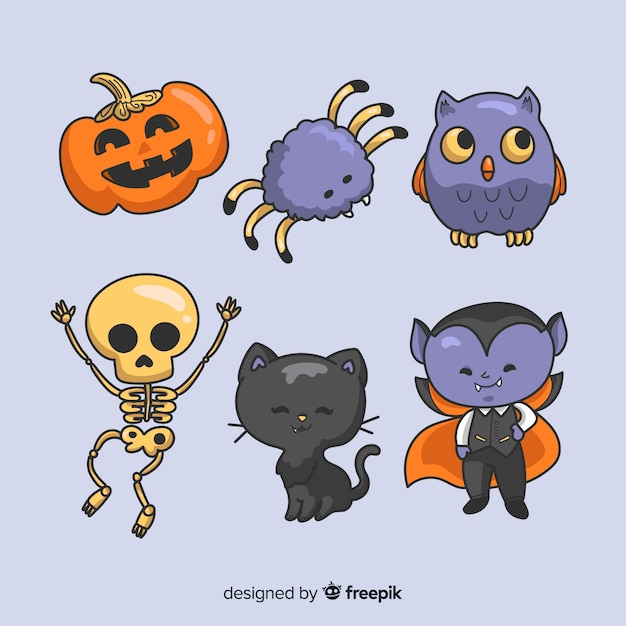 Download Free Vector | Hand drawn halloween character collection