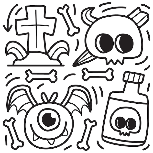 Premium Vector Hand Drawn Halloween Doodle Design Illustration