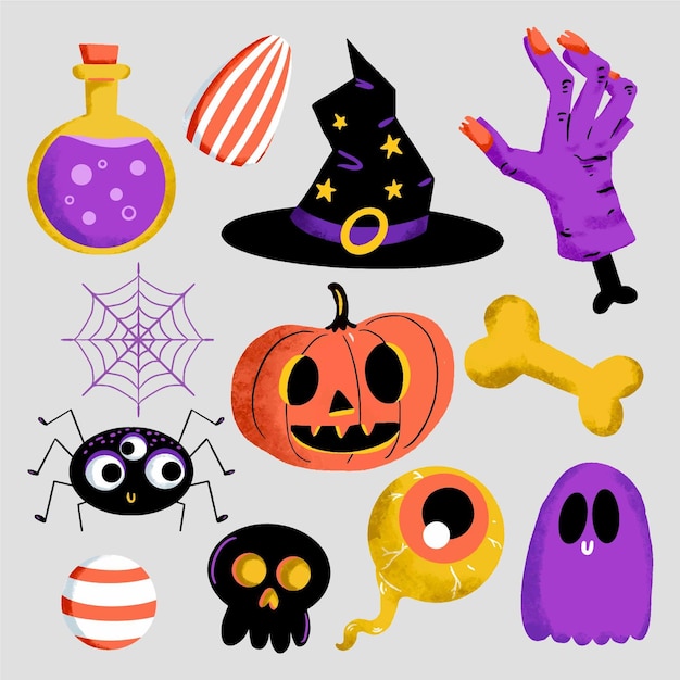 Free Vector Hand Drawn Halloween Element Collection 3633