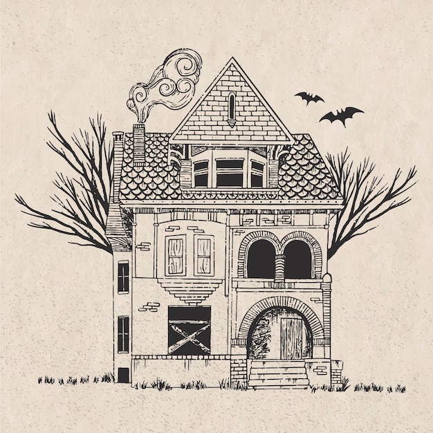Free Vector Hand drawn halloween house