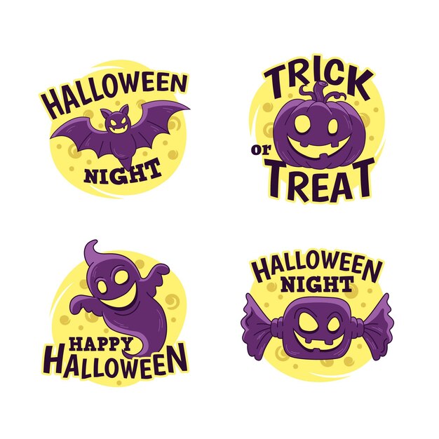 Free Vector | Hand-drawn halloween label collection