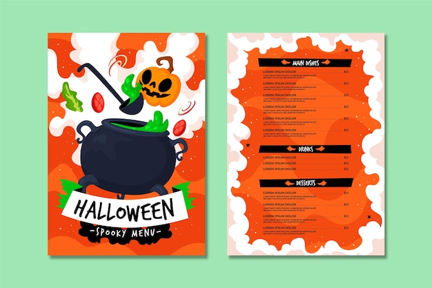 Free Vector | Hand drawn halloween menu template