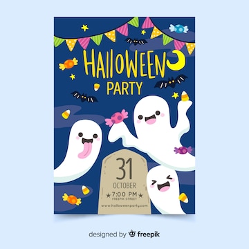 Free Vector | Hand drawn halloween party poster template