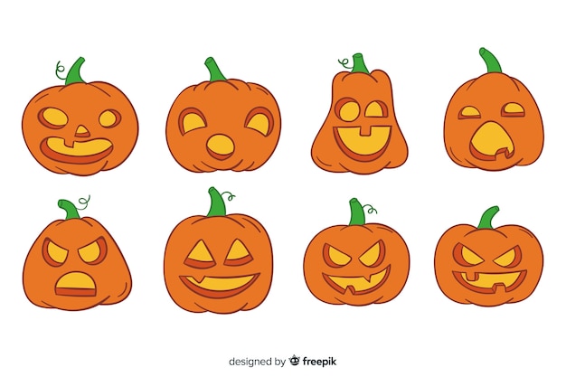 Free Vector | Hand drawn halloween pumpkin collection