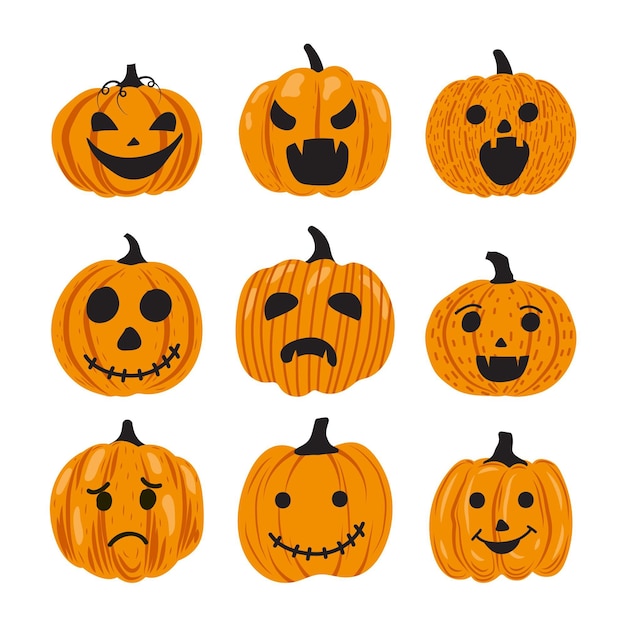 Free Vector | Hand drawn halloween pumpkin set