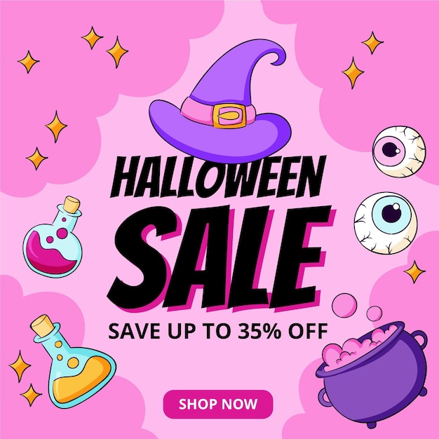 Free Vector | Hand drawn halloween sale illustration