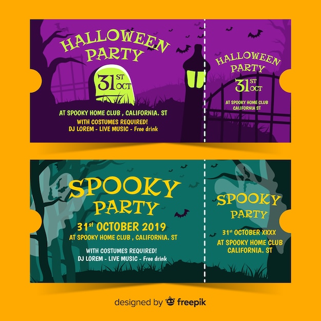 Free Vector Hand drawn halloween spooky party tickets